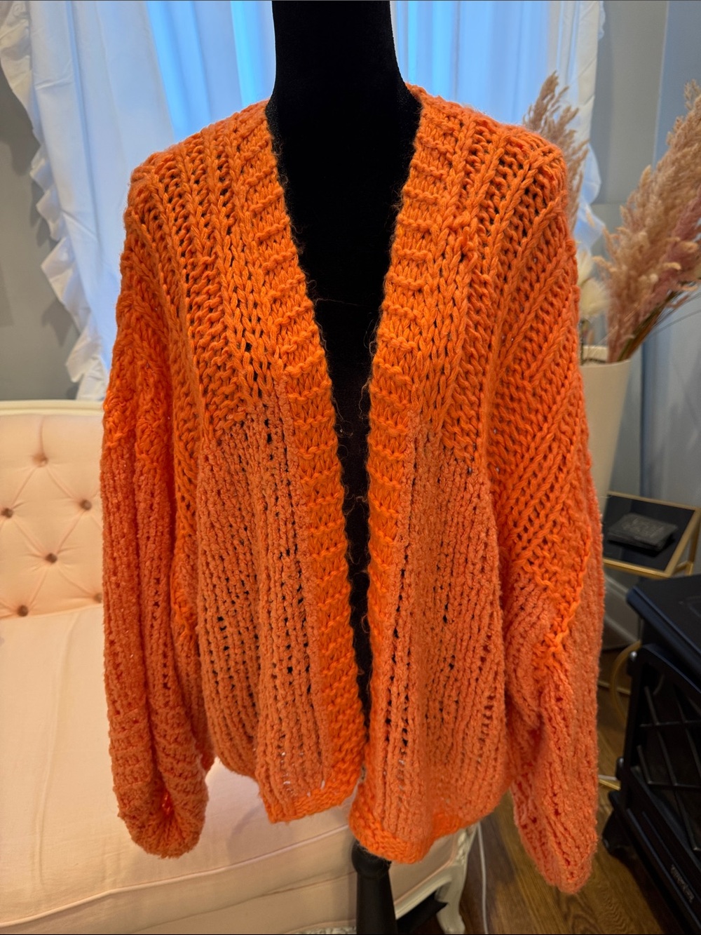 Free People Chunky Open-Front Cardigan - Orange